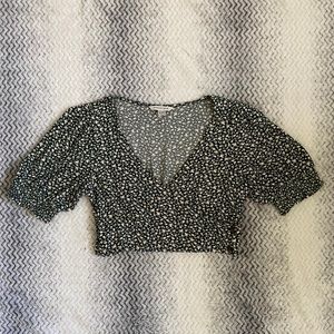 cropped printed wrap top